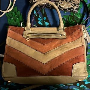 Rebecca Minkoff Gray Leather Brown Suede Color Block Bag